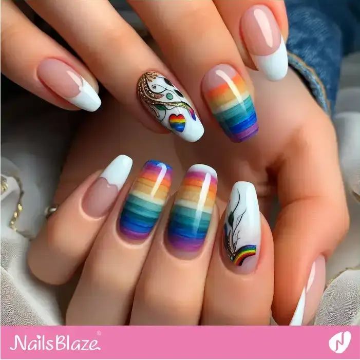 Embellished LGBTQAI Nail Art Design | Pride | LGBTQIA2S+ Nails - NB2068